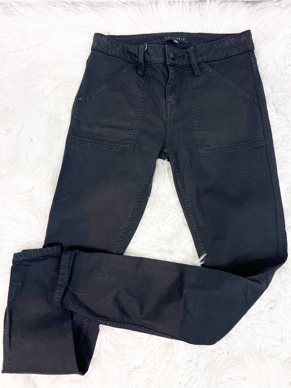 SANCTUARY BLACK SKINNY UTILITY JEANS ZIP FLY WOMENS SZ 26